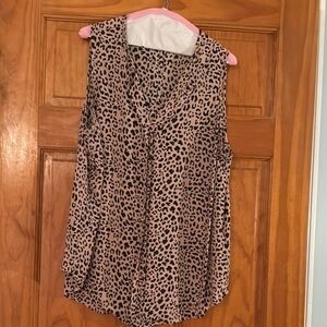 Leopard Print Sleeveless Blouse